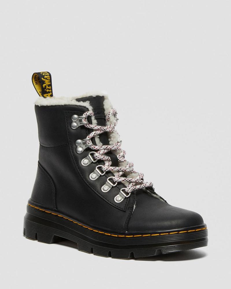 Dr Martens Combs Faux Shearling Forede Ankelstøvler Dame Sort | DK 47KOR